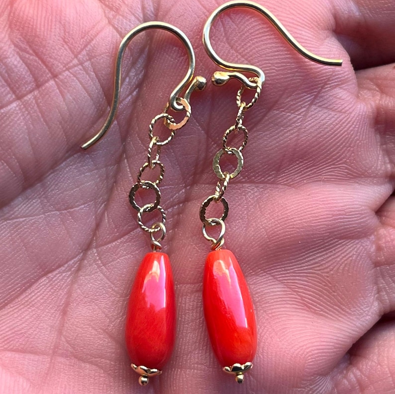 orecchini corallo rosso mediterraneo originale pendenti pendoli regalo per lei gioiello originale image 14