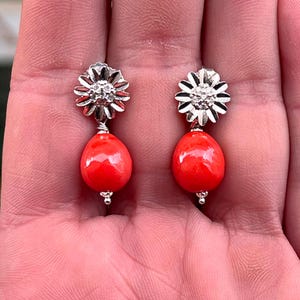 Handmade Red Coral Gem Earrings: Italian Jewelry