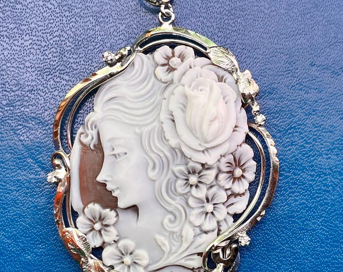Carved Cameo Pendant Gift, Personalized Jewelry, Goddess Flora, Rebirth Woman Charm, Flowers Exclusive Charm