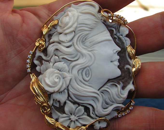Cameo Blind Goddess Necklace, Mythology Necklace, Vintage Style Jewelry, Goddess Pendant, Unique Gift