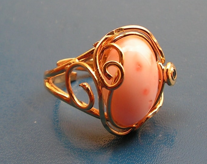 Anello Corallo Rosa Artigianale, Lavorazione Italy, Colore Pelle D'angelo, Regalo per Donna, Damigella, Madre