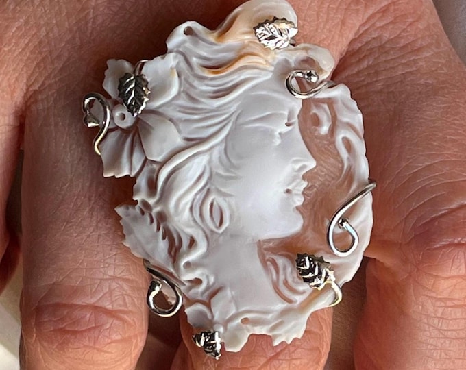 Handmade Women's Ring, Shell Cameo Ring, Carved Jewelry, Gift For Her, Exclusive Design