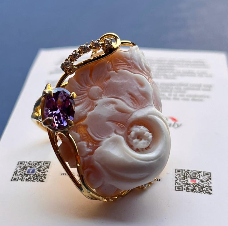 Anello Cammeo Incisione Vintage Style, Cameo Ring, Engraved Detail, Italy Inspired Jewelry image 14