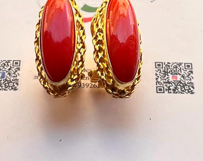 Handmade Mediterranean Red Coral Earrings in 18K Gold – Elegant Italian Jewelry Gift