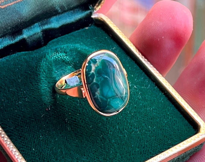 Handmade Turquoise Ring, Original Gem Jewelry, Turquoise Green Ring, Gift for Women, Intuition Jewelry, Foresight