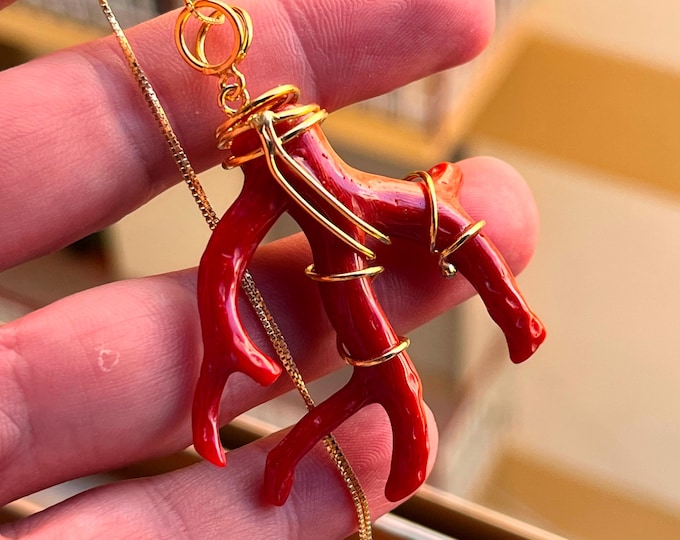 Charm Corallo, Ramo Corallo Naturale, Amuleto Portafortuna, Regalo Per Lei, Gioiello Del Mare, Estate 2025
