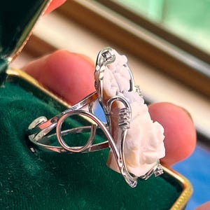Anello cammeo fiore floreale regalo donna elegante regolabile artigianale lavorato a mano made in italy imagem 4