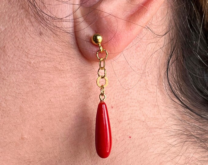 orecchini corallo rosso mediterraneo originale pendenti pendoli regalo per lei gioiello originale