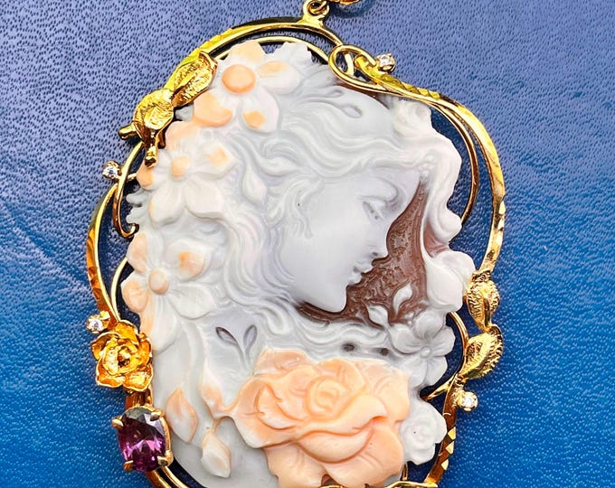 Handmade Shell Cameo Unique Jewel, Handcrafted Sculpture Christmas Gift, Gift For Her