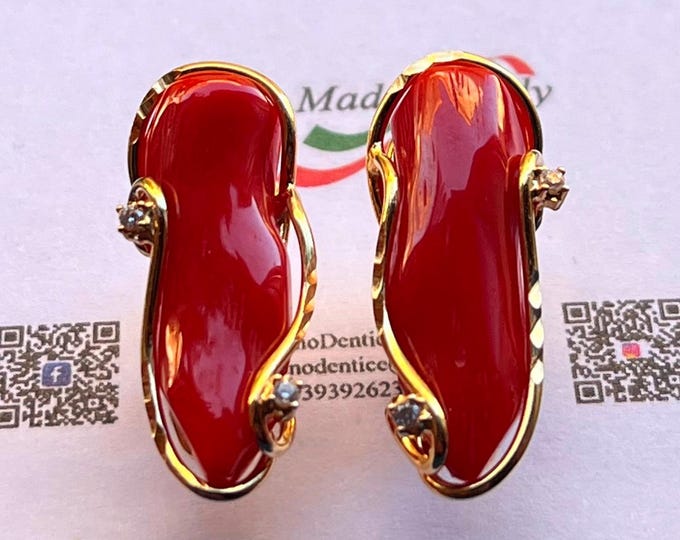 Coral Branch Earrings: Natural Red Coral, Made in Italy