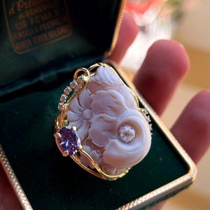 Anello Cammeo Incisione Vintage Style, Cameo Ring, Engraved Detail, Italy Inspired Jewelry image 1