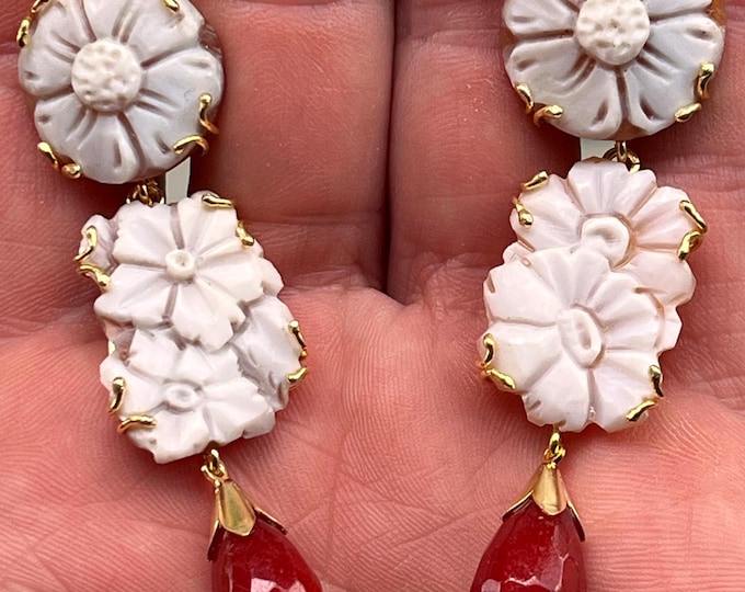 Handmade Earrings Cameo, Gift For Her, Autumn Jewelry, Exclusive Fall Earrings, Elegant Gift