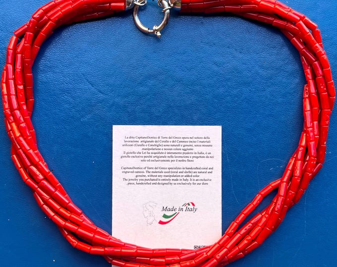 Handmade Torchon Red Coral Necklace, Woman's Jewelry, Made in Italy