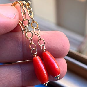 orecchini corallo rosso mediterraneo originale pendenti pendoli regalo per lei gioiello originale image 16