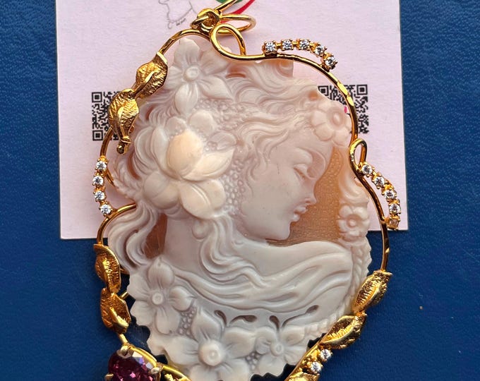 Ciondolo cammeo originale con donna elegante ametista viola regalo per lei ti penso