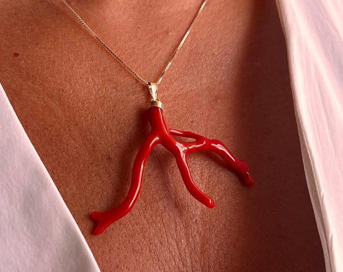 Charm Corallo, Ramo Corallo Naturale, Amuleto Portafortuna, Regalo Per Lei, Gioiello Del Mare, Estate 2025