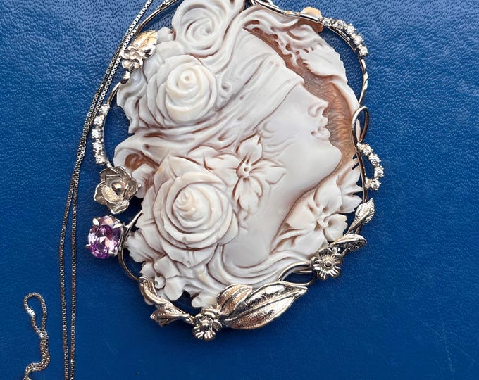 Hand-Carved Sardonyx Cameo Necklace: Blind Goddess Pendant