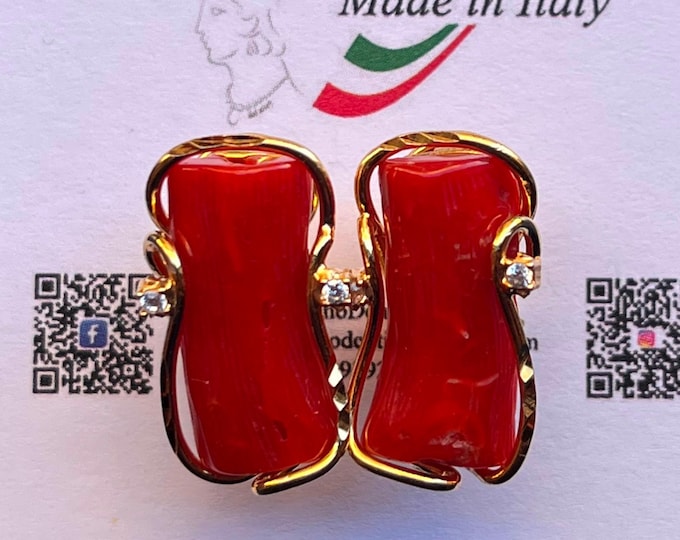 orecchini corallo rosso sangue di bue  AKA  naturale matrimonio regalo made in torre del greco