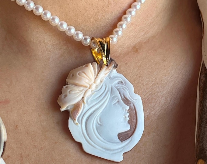 Handmade Cameo Pendant, Greek Mythology Jewelry, Elegant Gift for Her, Demeter goddess Necklace