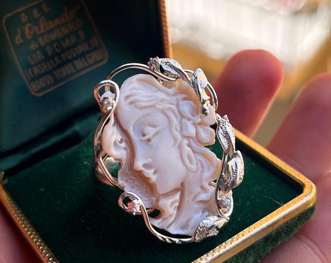 Handmade Shell Cameo Ring: Carved Women's Jewelry, Exclusive Design