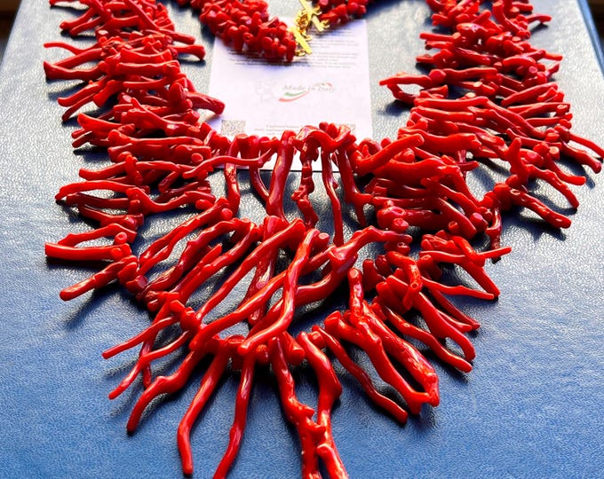 Handmade Coral Statement Necklace: Italian Design, Oxblood Red Jewelry