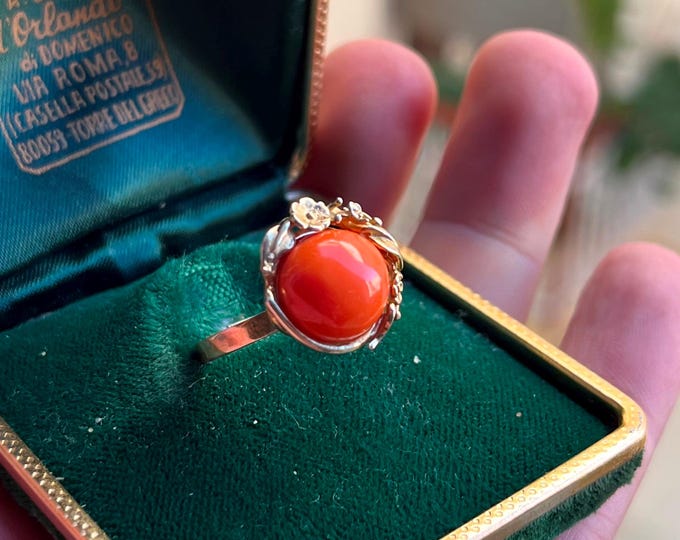 Handmade Real Coral Ring, Made in Italy, Gift for Her, Elegant Jewel, Refined Gem, Unique Jewelry