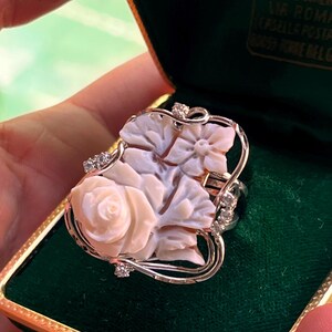 Anello cammeo fiore floreale regalo donna elegante regolabile artigianale lavorato a mano made in italy imagem 3