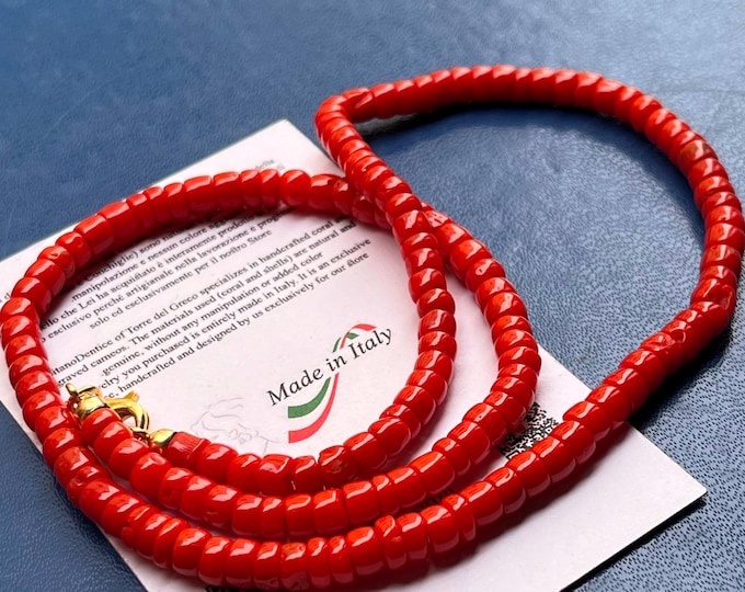 Mediterranean Coral Necklace: Italian Boho Choker, 77 Carats
