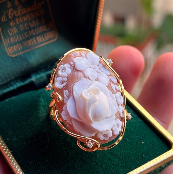 Anello Cammeo Incisione Vintage Style, Cameo Ring, Engraved Detail, Italy Inspired Jewelry