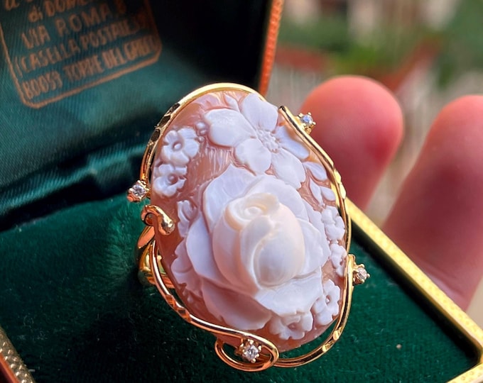 Anello Cammeo Incisione Vintage Style, Cameo Ring, Engraved Detail, Italy Inspired Jewelry