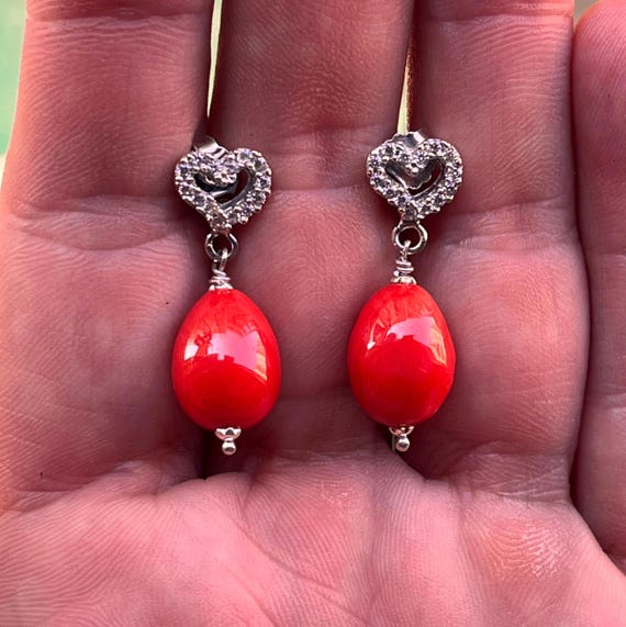 Handmade Red Coral Earrings: Italian Gemstone Jewelry