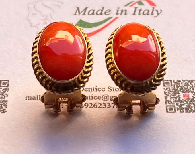 Handmade Mediterranean Red Coral Earrings in 18K Gold – Elegant Italian Jewelry Gift