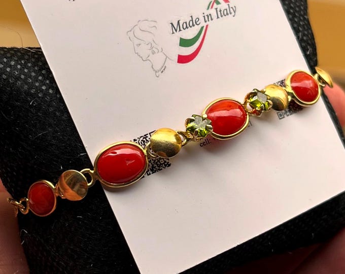 Coral Bracelet: Handcrafted Red Coral & Sterling Silver - Italian Jewelry