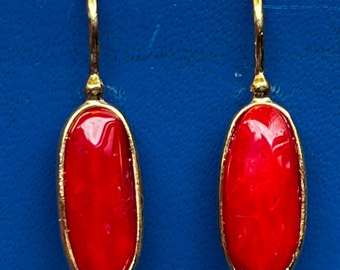 Red Coral Stud Earrings, Sardinian Coral Jewelry,  Shaped Earrings, Handmade Coral Earrings, Italian Coral