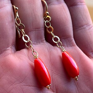 orecchini corallo rosso mediterraneo originale pendenti pendoli regalo per lei gioiello originale image 6