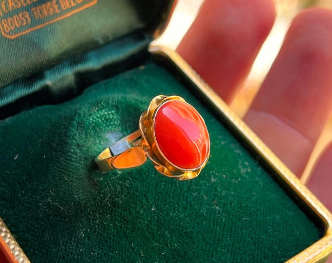 Italian Coral Ring, Handmade Sardinian Coral Jewelry
