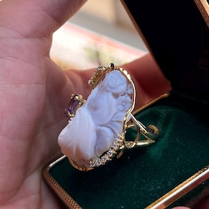 Anello Cammeo Incisione Vintage Style, Cameo Ring, Engraved Detail, Italy Inspired Jewelry image 7
