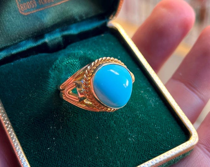 Turquoise Ring, Original Gem, Unisex Jewelry, Friendship Ring, Gift for Her, Gift for Him, Luck, Connection Symbol