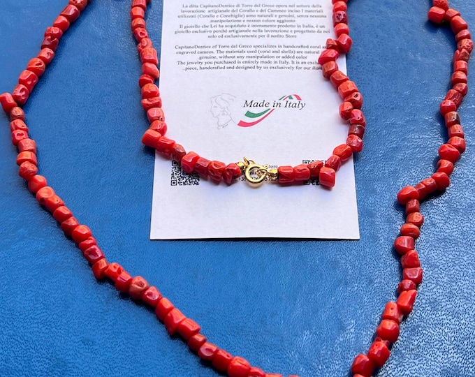 Mediterranean Coral Necklace: Italian Boho Choker, 77 Carats