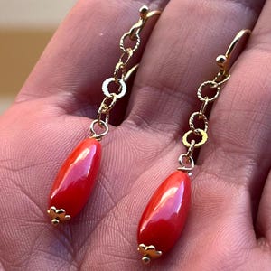 orecchini corallo rosso mediterraneo originale pendenti pendoli regalo per lei gioiello originale image 9