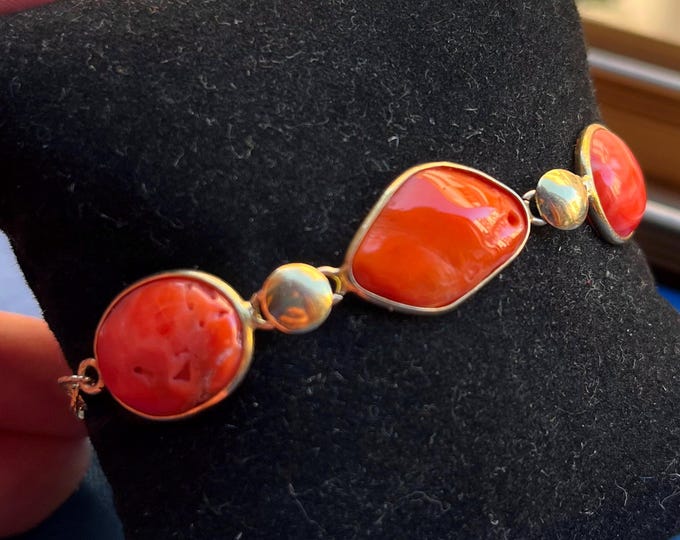 Coral Bracelet: Handcrafted Red Coral & Sterling Silver - Italian Jewelry