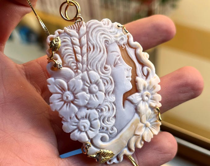 Handcrafted Shell Cameo Necklace: Italian Wedding Jewelry Gift