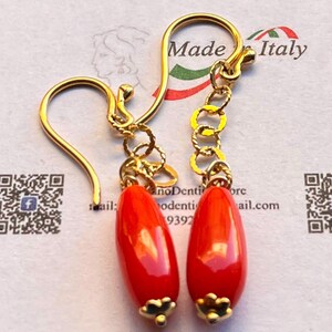 orecchini corallo rosso mediterraneo originale pendenti pendoli regalo per lei gioiello originale image 12