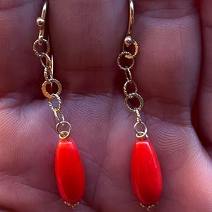 orecchini corallo rosso mediterraneo originale pendenti pendoli regalo per lei gioiello originale image 13
