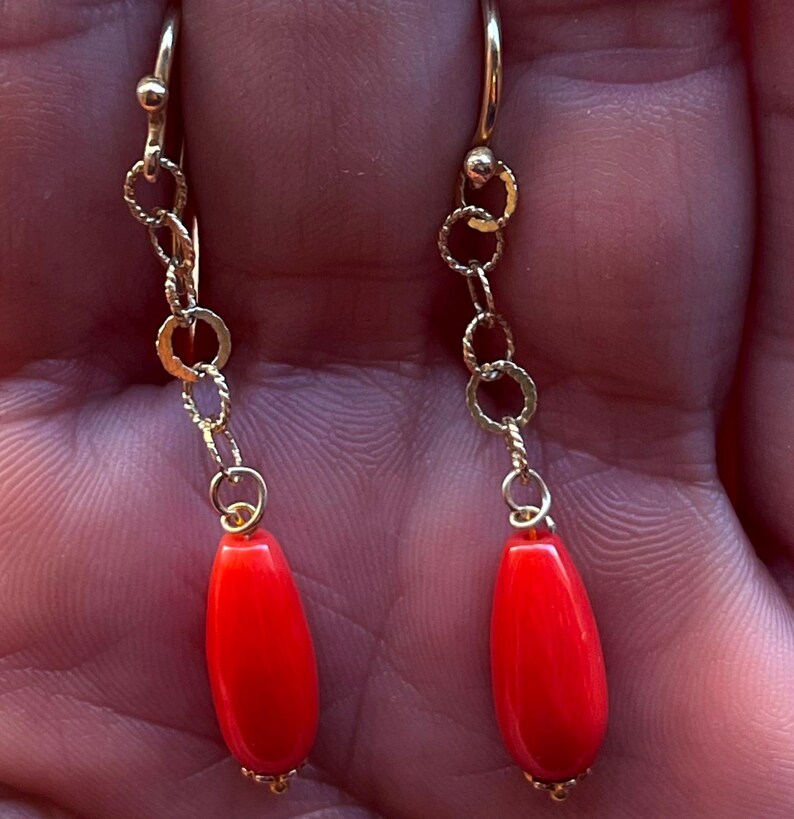 orecchini corallo rosso mediterraneo originale pendenti pendoli regalo per lei gioiello originale image 13