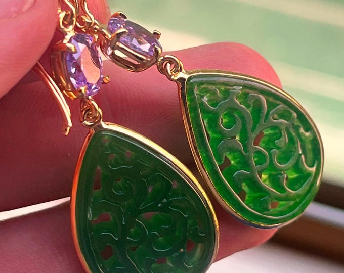 Summer 2025 Inlaid Jade Earrings, Beach Fashion, Elegant Woman, Gift for Her, Summer Jewelry, Beach Charm