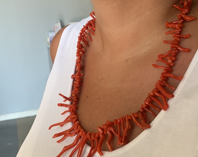 Collana corallo rosso naturale originale rami veri  lavorazione artigianale made in italy sardegna