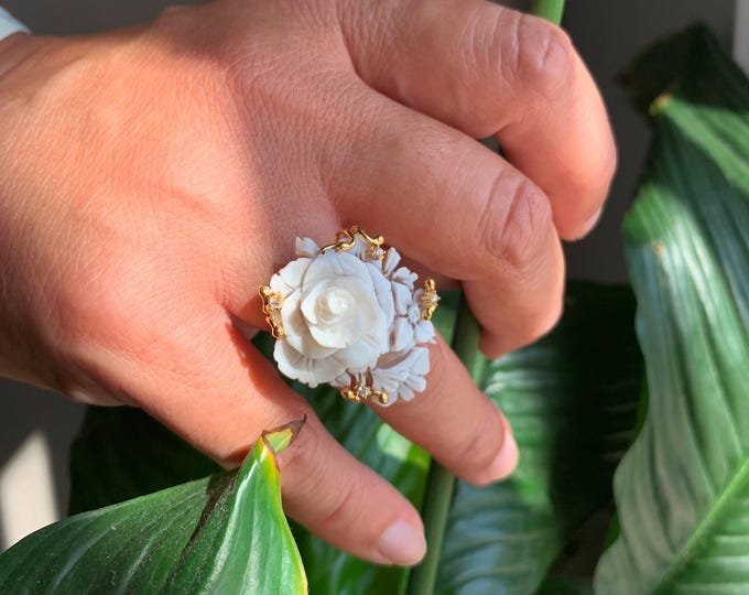 Anello Cammeo Incisione Vintage Style, Cameo Ring, Engraved Detail, Italy Inspired Jewelry