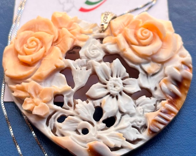 Handmade Heart Necklace Shell Cameo, Love Jewelry, Friendship Gift, Wedding Bridesmaid Gift