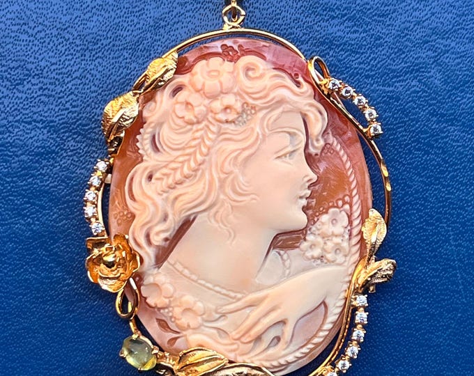 Vintage Cameo Necklace, Statement Pendant, Women's Jewelry, Victorian Style, Elegant Necklace